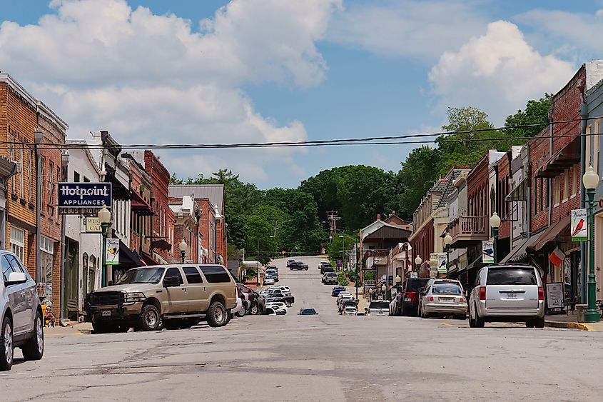 Downtown Main Street in Weston, Missouri.