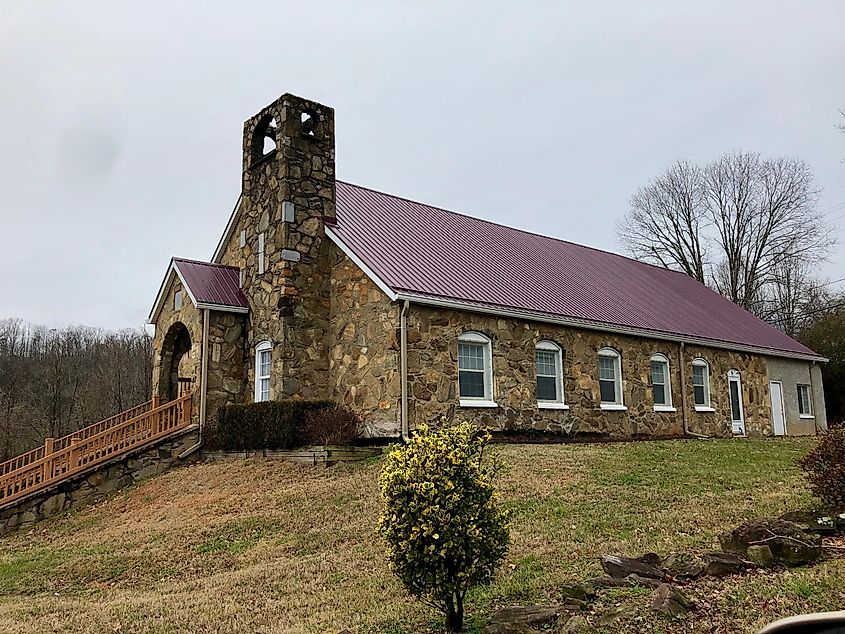 This is the old East Sylva Baptist Church, located on East Sylva Circle in Sylva, North Carolina.