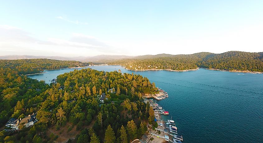 View of Lake Arrowhead, California, in fall.