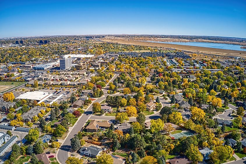 Aerial view of Aurora in Colorado.