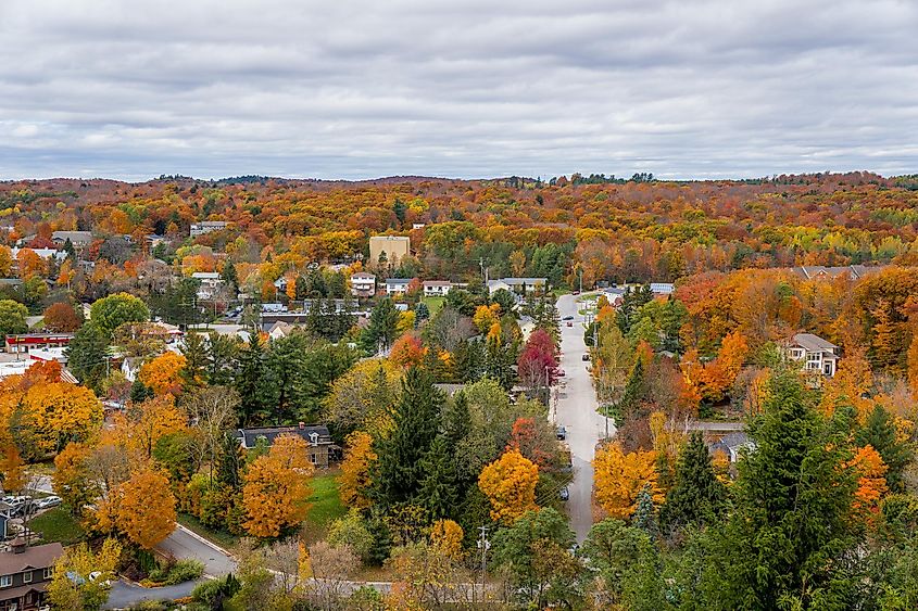 Aerial view of Huntsville, Ontario.
