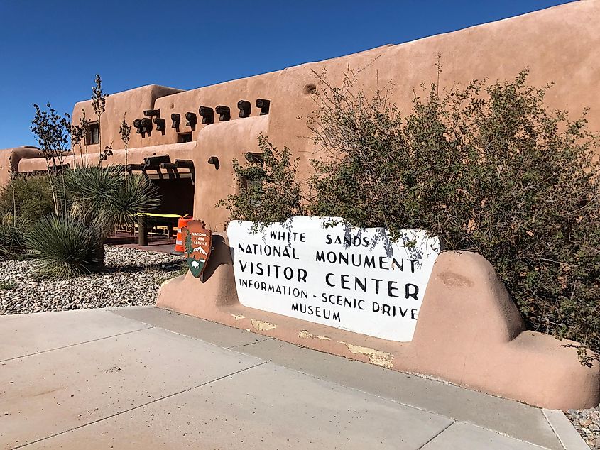 Sign for the White Sands National Park (formerly National Monument) Visitor Center