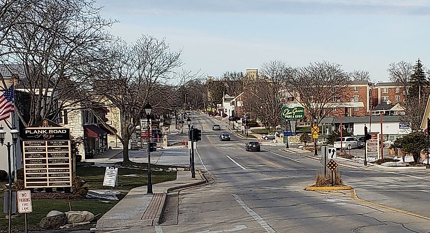 Main street in Elm Grove, Wisconsin