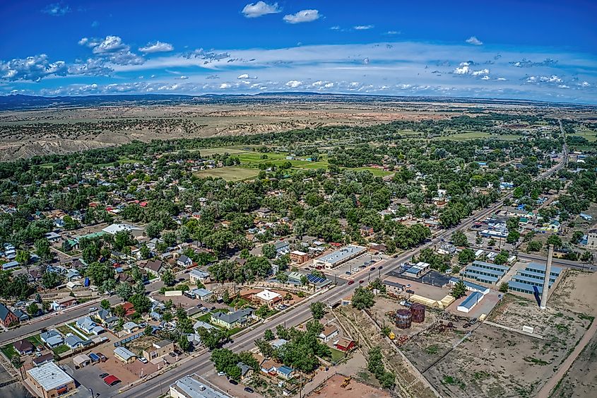 Aerial view of downtown Florence, Colorado.