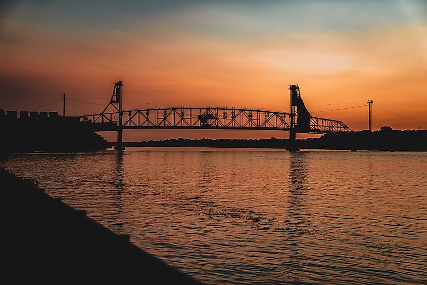 Burlington Bristol Bridge Vertical-lift Bridge Sunset Waterfront Promenade.