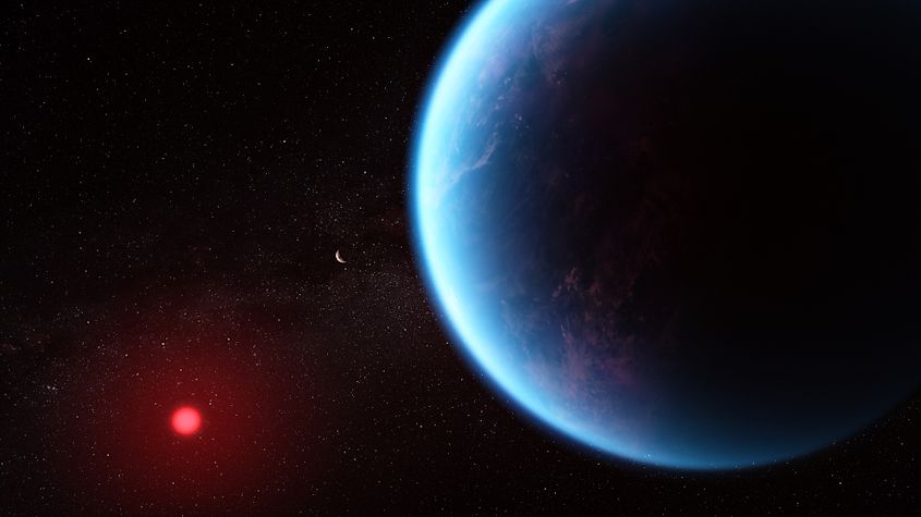 This illustration shows what exoplanet K2-18 b could look like based on science data. NASA