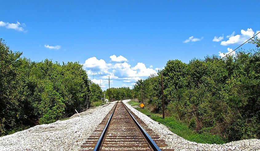 Railroad tracks in small town New Hope, Tennessee