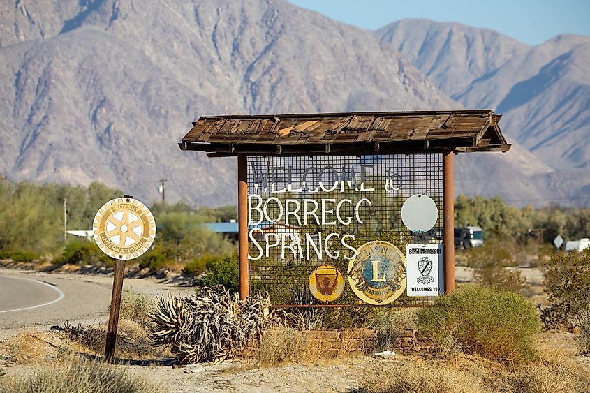 Welcome to Borrego Springs sign in Borrego Springs, California.