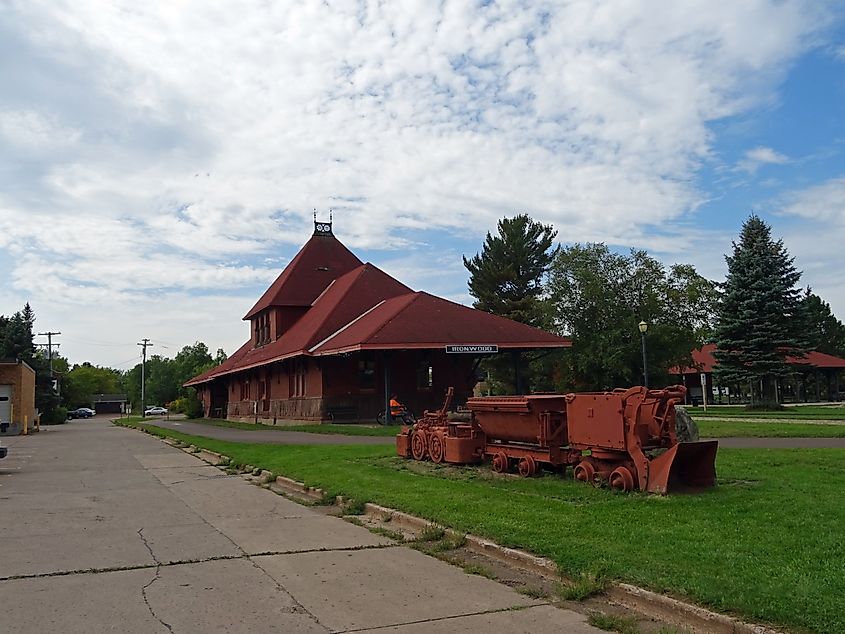 Old railroad station in Ironwood, Michigan.