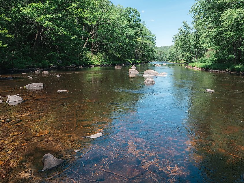 The Millers River on a summer day in Athol, Massachusetts