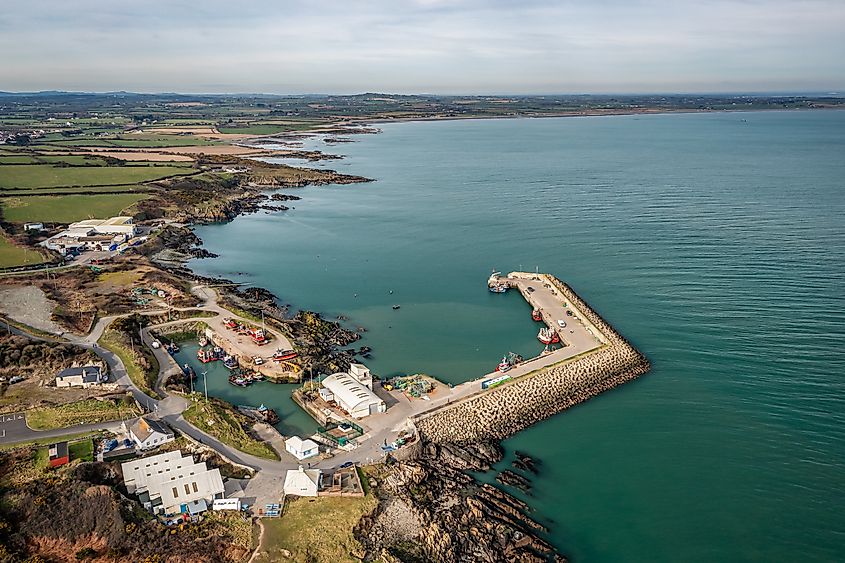 Aerial view over Clogherhead, Oriel Port, Louth Ireland