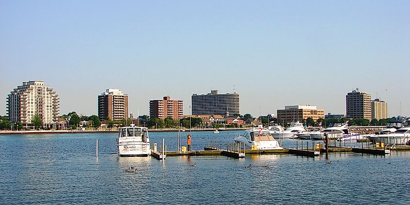 Sarnia, Ontario, Canada, located along the St. Clair River, known for its waterfront views, industrial sector, and parks.