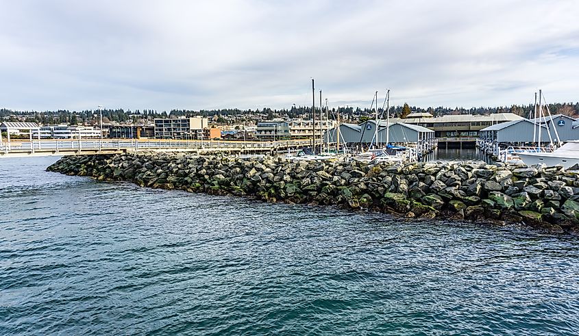 The breakwater and pier in Edmonds, Washington.