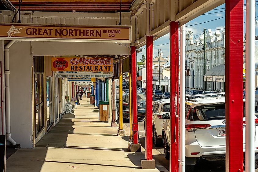 Charters Towers, Queensland, Australia: Pedestrian footpath along the main shopping street