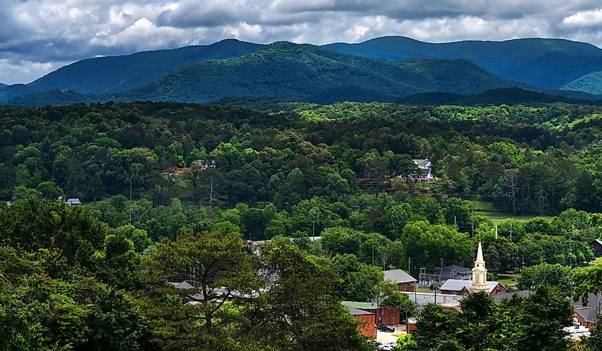 Overlooking the mountain town of Ellijay, Georgia.