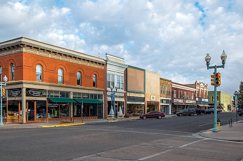 Historic buildings in downtown Laramie, Wyoming.