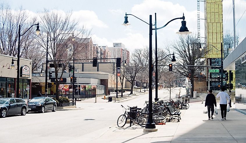 Campustown of University of Illinois at Urbana-Champaign.