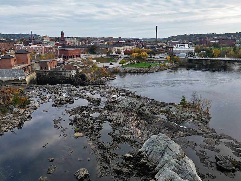 Aerial view of Lewiston, Maine.