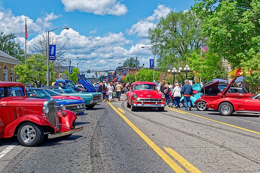 Vintage cars on the streets of Crossville, Tennessee.