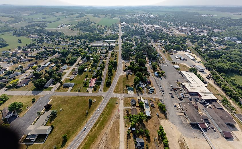 Aerial view of Whitehall, Wisconsin