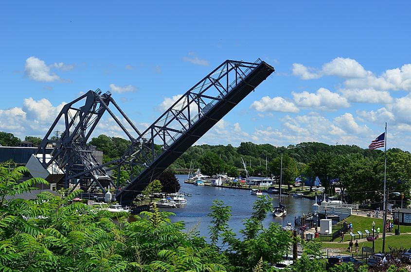 Historic Ashtabula Harbor lift bridge in Ashtabula, Ohio.