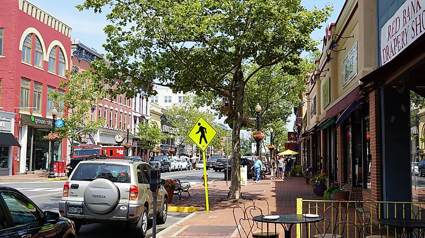 The bustling downtown area of Red Bank, New Jersey.