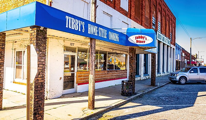 Downtown street in Erwin, North Carolina.