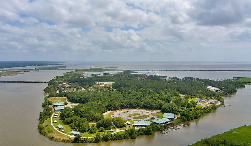 Aerial view of 5 Rivers Delta Resource Center in Spanish Fort, Alabama