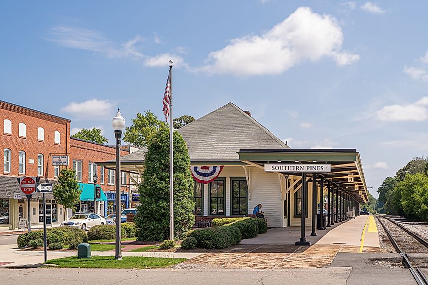 Train station in downtown Southern Pines, North Carolina.