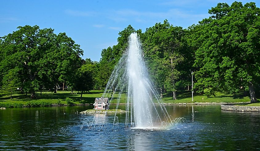 The Victorian Duck House in Deering Oaks Park in Portland, Maine.