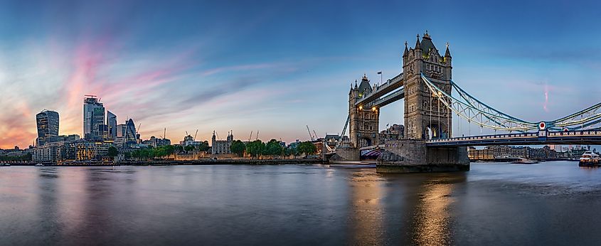 The Tower Bridge along the Thames River