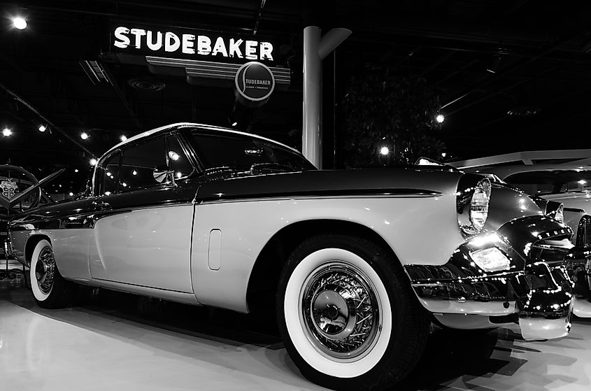 A 1955 Studebaker President Speedster on display at the Studebaker National Museum.