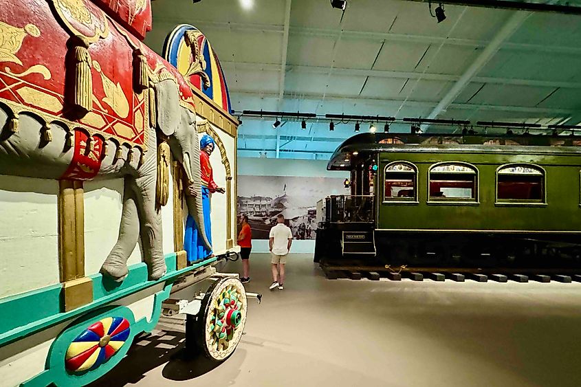 The Ringling Circus Museum wagon and rail car photo credit Bryan Dearsley