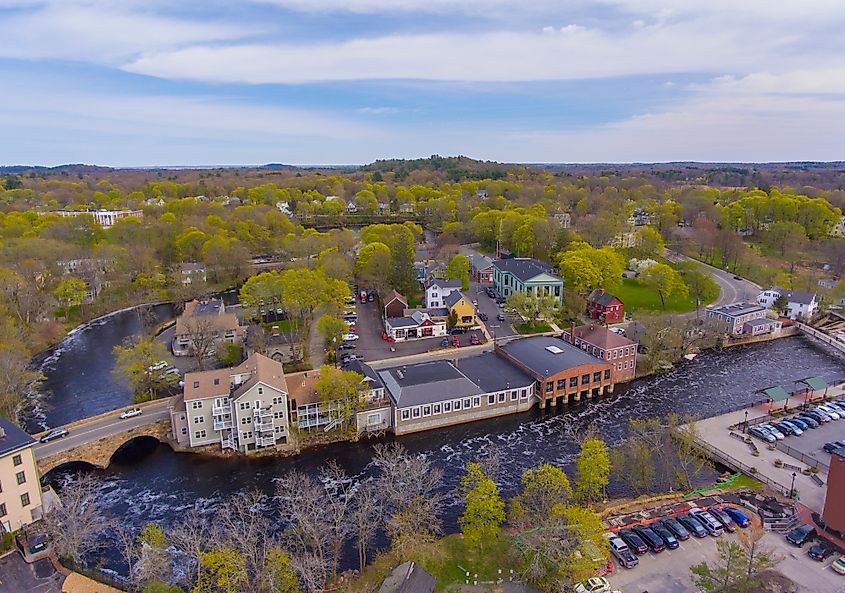 Aerial view of Ipswich, Massachusetts.