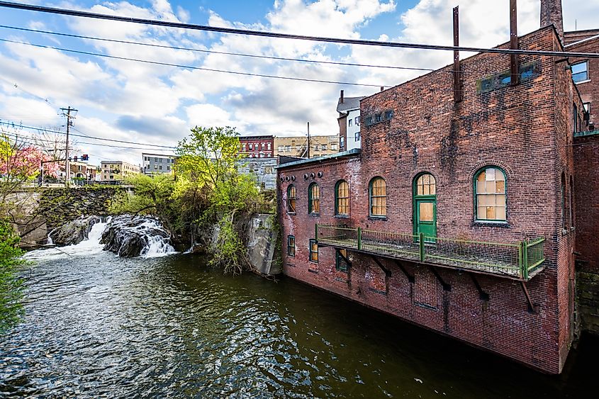 Edge of Downtown Brattleboro, Vermont above the Whetstone Brook River