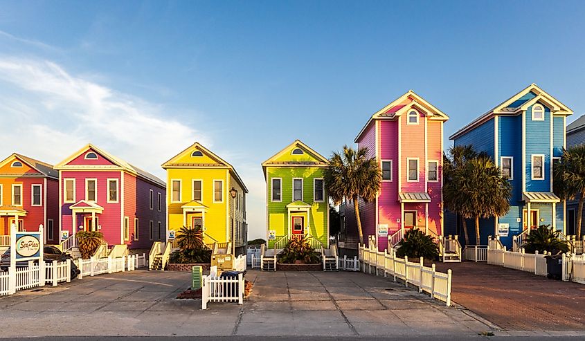 Colorful beachfront homes in St. George Island