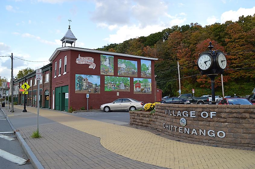 Sidewalk in Chittenango, New York.