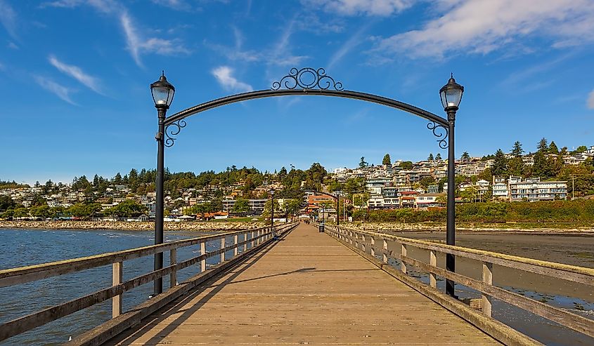 White Rock Pier in British Columbia Canada on a beautiful sunny day