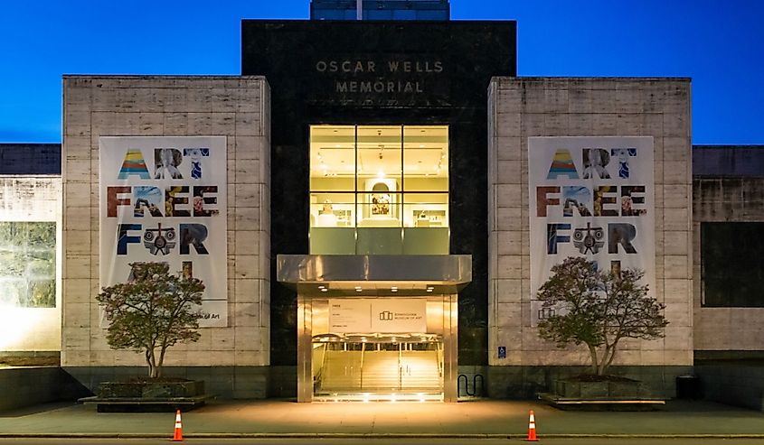 Birmingham Museum of Art at night.