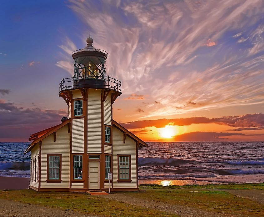 Historical Point Cabrillo Lighthouse in Mendocino, California.