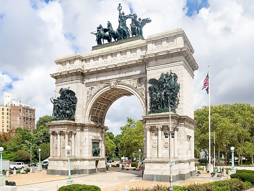 Soldiers' and Sailors' Memorial Arch at the Grand Army Plaza in Brooklyn, New York City.