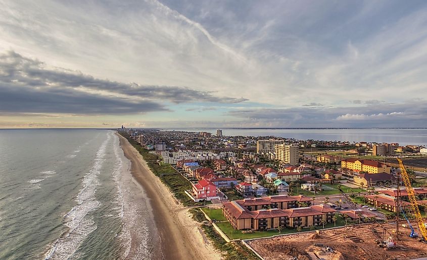 Aerial view of South Padre Island, Texas.