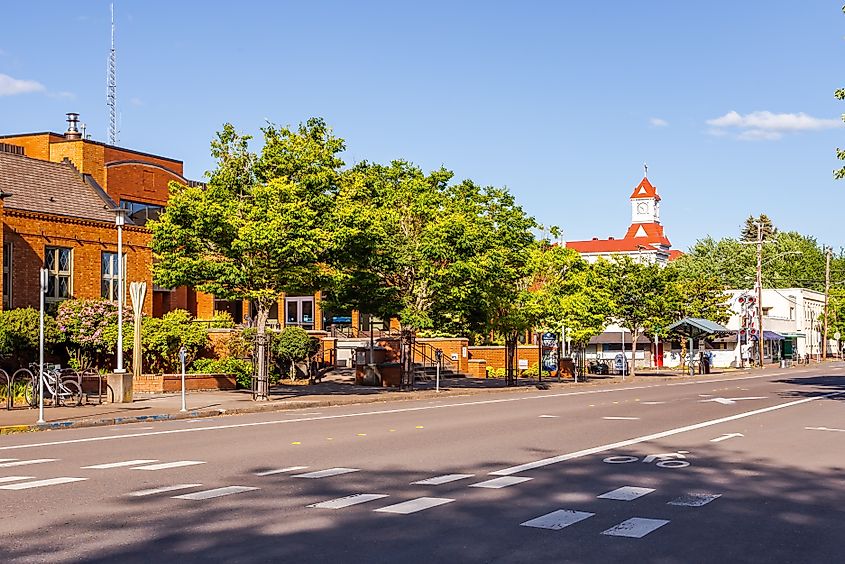 The vibrant downtown area of Corvallis, Oregon