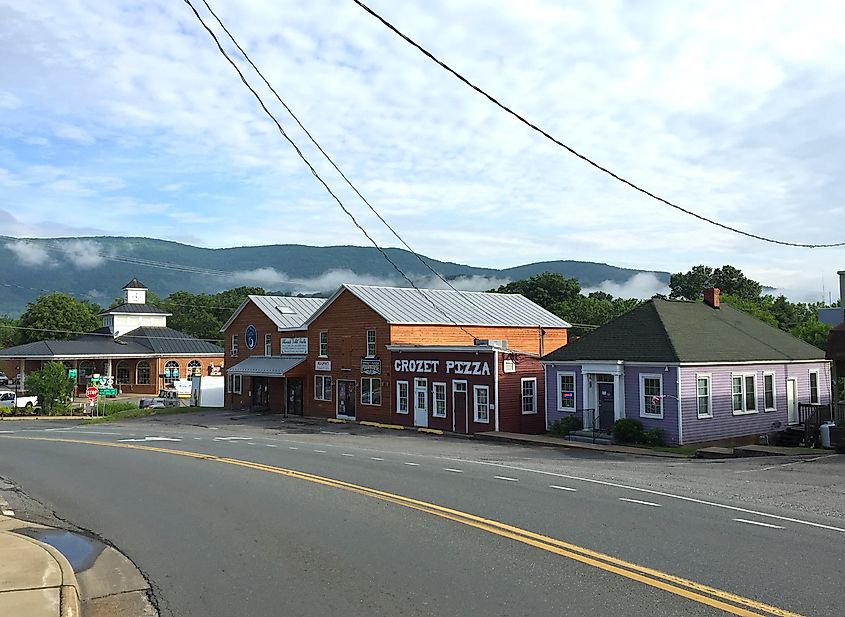 Businesses along Three Notch'd Road near Crozet Avenue in Crozet, Virginia