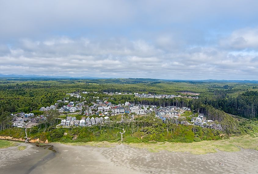 Aerial view of the beach at Seabrook, Washington