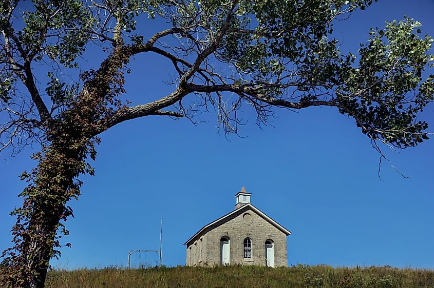 Old schoolhouse along the Flint Hills Scenic Byway.