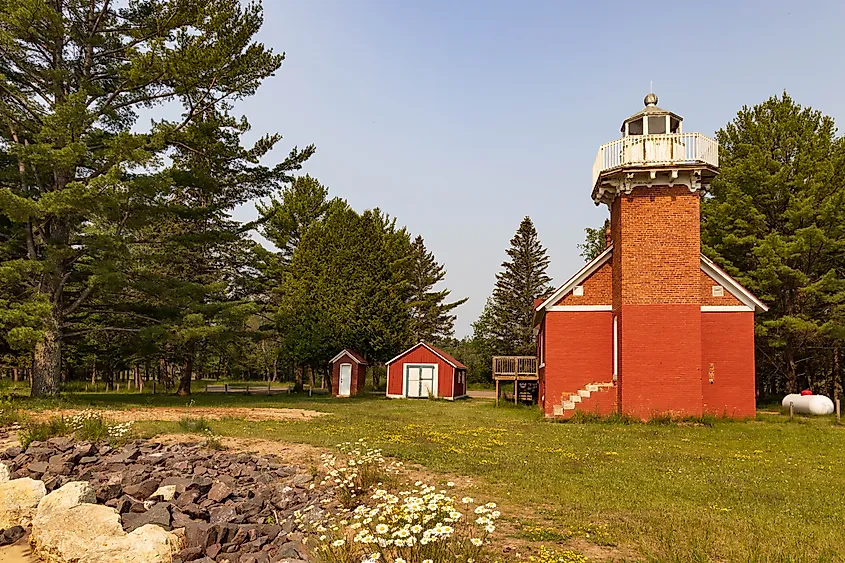 Sand Point Baraga Lighthouse in Baraga, Michigan.