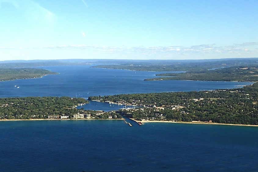 Aerial View of Lake Charlevoix, Michigan