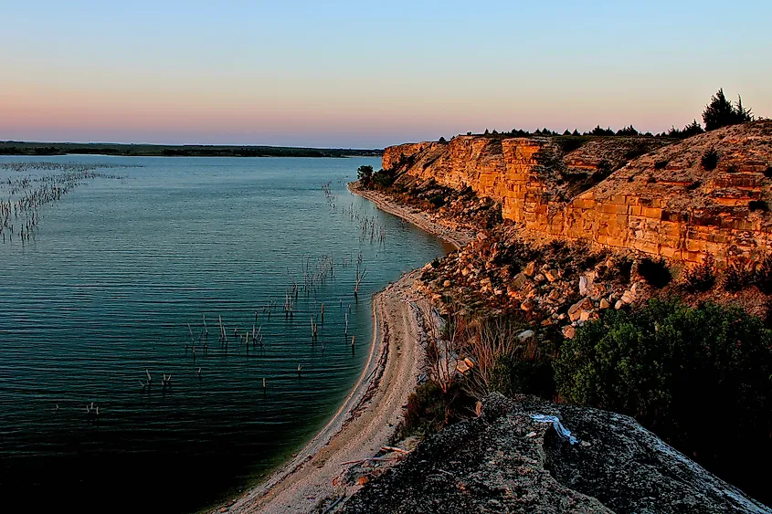 Scenic overlook at Cedar Bluff State Park in Kansas