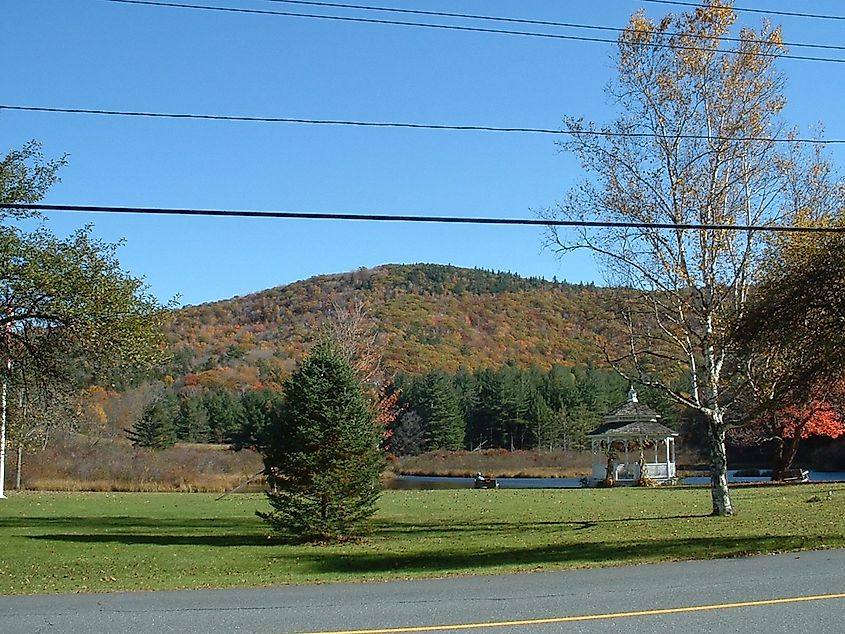 Adams Mountain, with Mill Pond and the Town Common in the foreground, Rowe, Massachusetts Zoar Rd, Rowe, Massachusetts